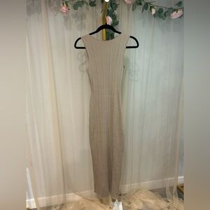 Commense Ribbed Knit Maxi Dress Neutral Bodycon Sleeveless NWT Size Small